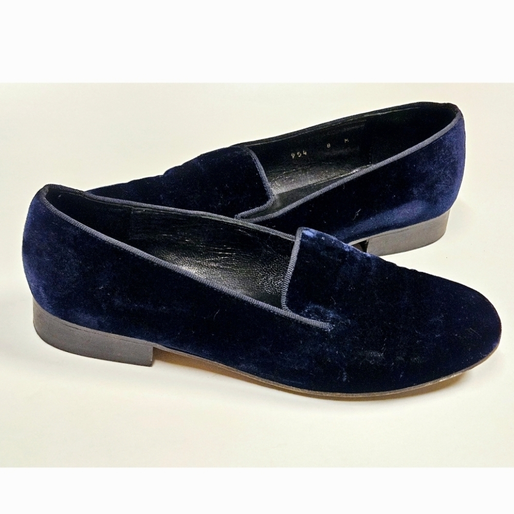 Tablots navy blue velvet loafer shoes size 8